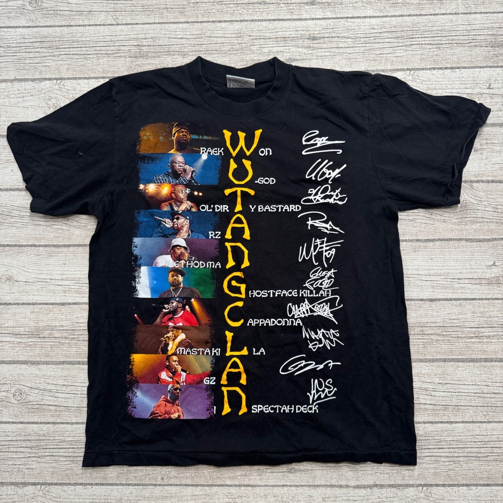 Vintage Wu-Tang Clan T-Shirt Mens Large Black Graphic Single Stitch Hip Hop Roxx